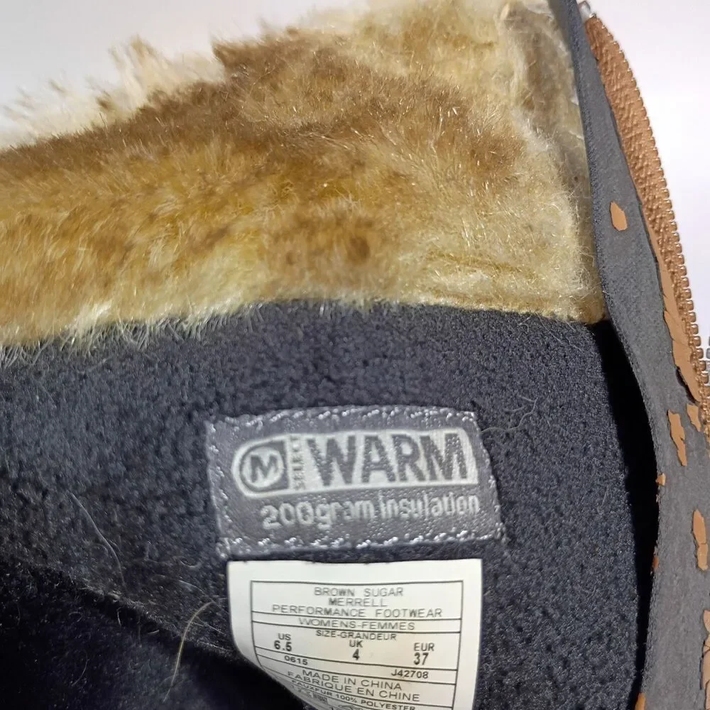 Merrell Decora Prelude Duck Boots Women 6.5 Brown Sugar Leather Insulated Zipper